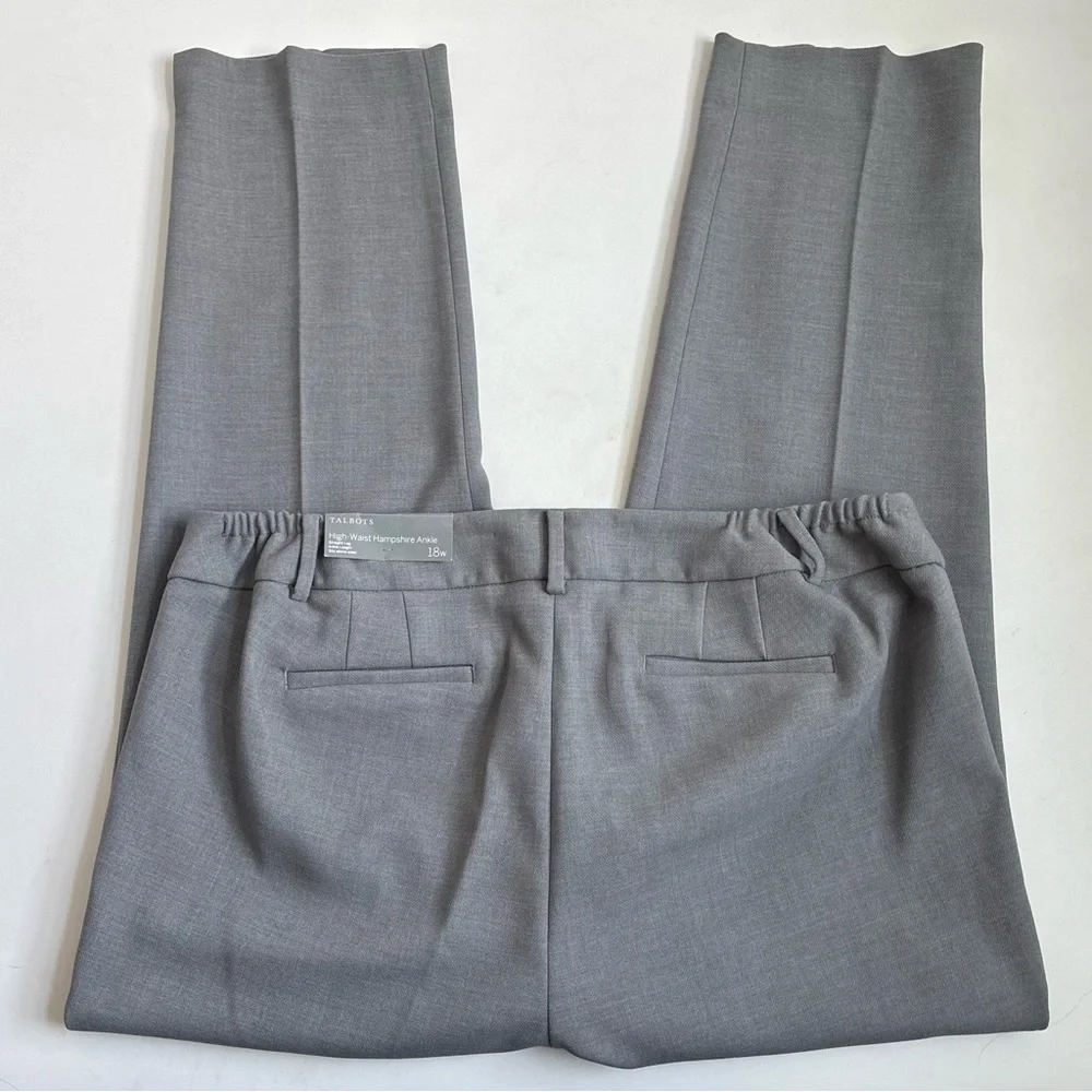 Talbots High Waist Hampshire Ankle Length Curvy Straight Leg Gray Plus Size 18W